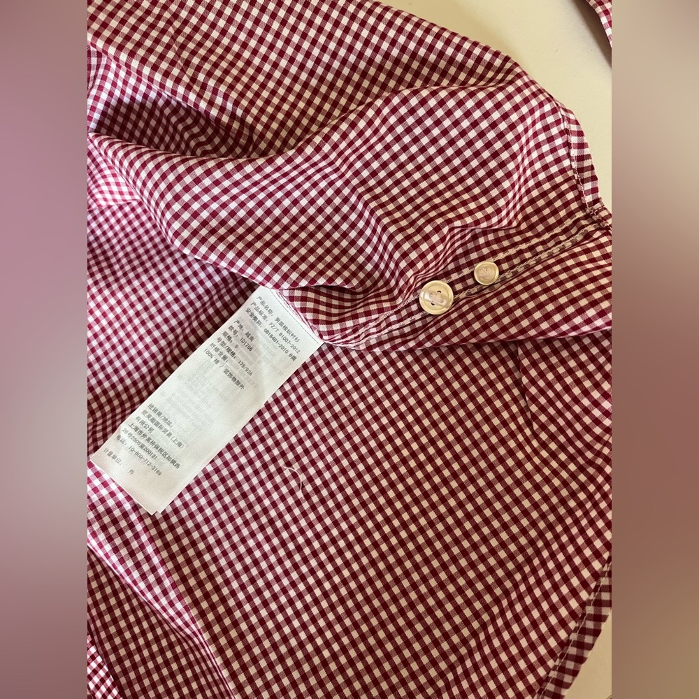 NWT Abercrombie & Fitch Red & White gingham check long sleeve button down Small - Picture 4 of 8